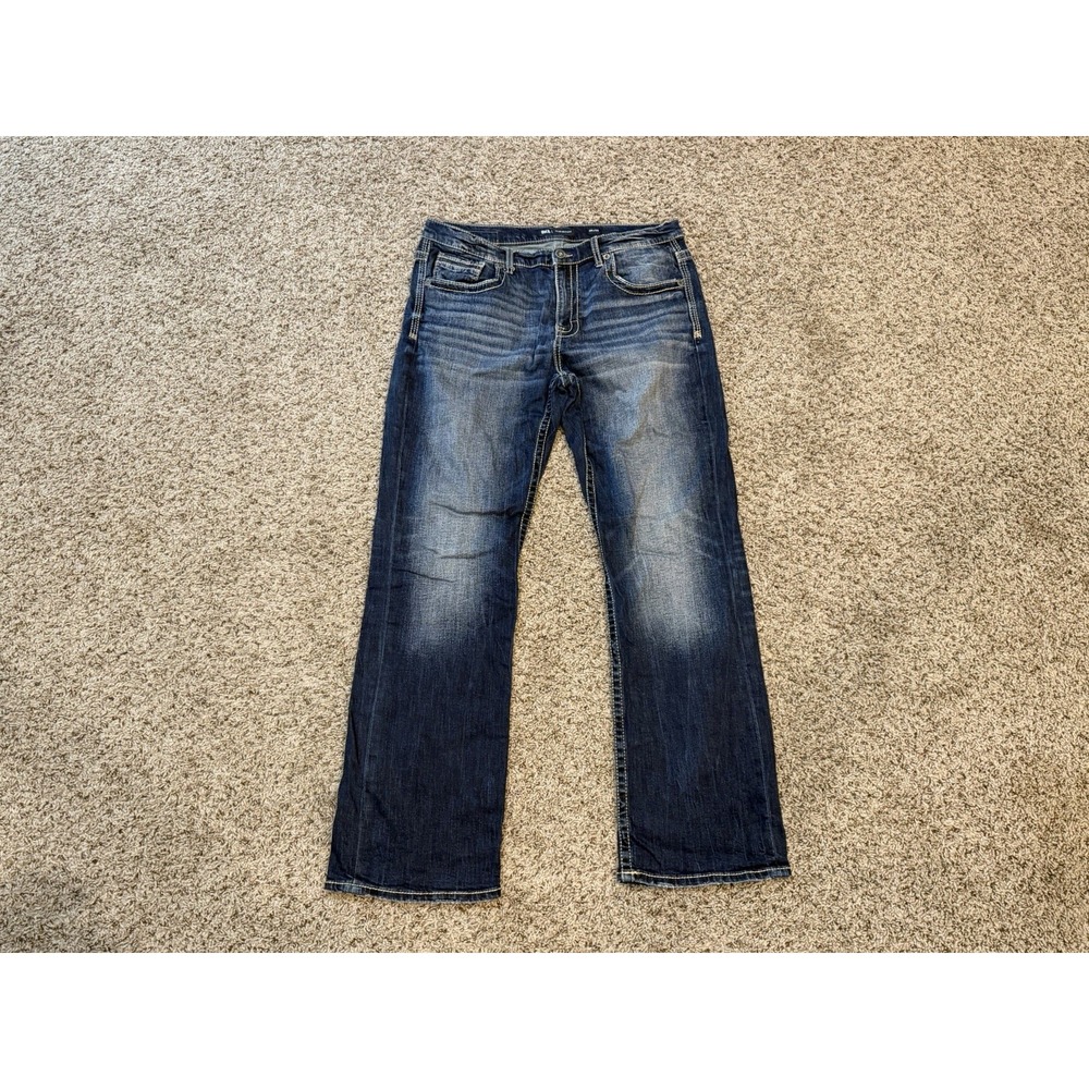 BKE Buckle Jeans Mens 36x32 Blue Tyler Bootcut Relaxed Denim Dark Wash Stretch